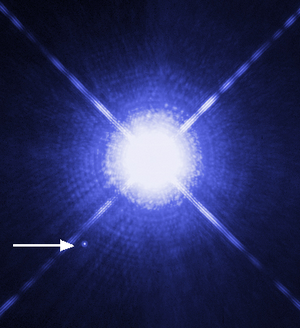 La naine blanche Sirius aux cotés de l'étoile avzc elle forme un système double